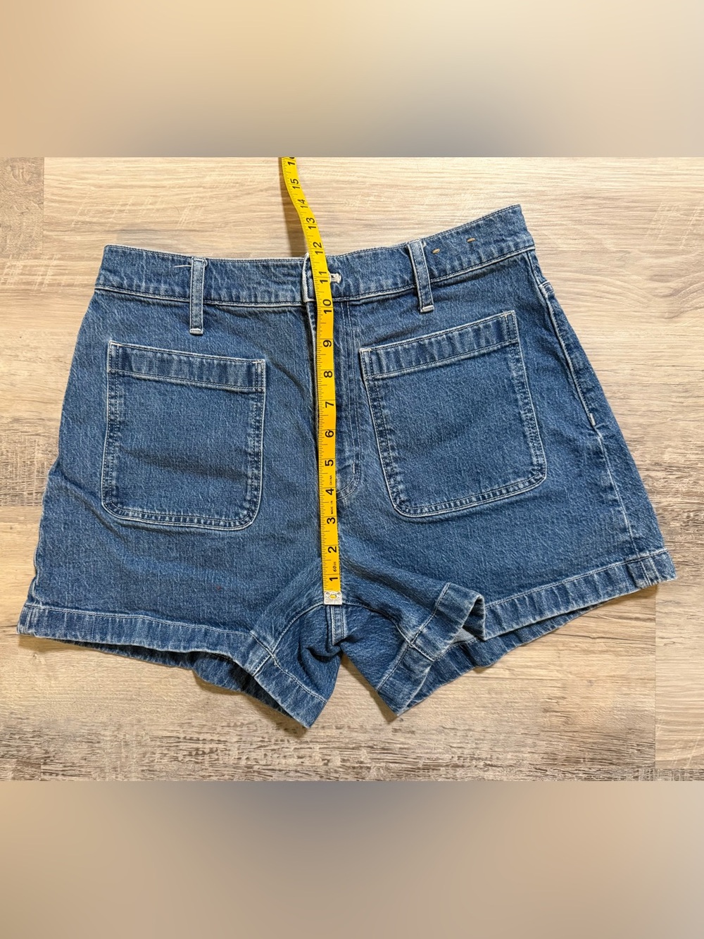Madewell Shorts Women 30 Blue Denim Emmett  High Rise Sailor Patch Pocket Shorts - Picture 4 of 11